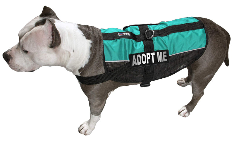 [Australia] - Dogline 17"-21" MaxAire Mesh Vest for Dogs and 2 Removable Adopt Me Patches Turquoise 