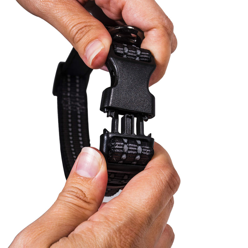 [Australia] - Franklin Pet Supply Nylon Dog Collar – Reflective – Comfort Fit – Neoprene – Adjustable Black Small 