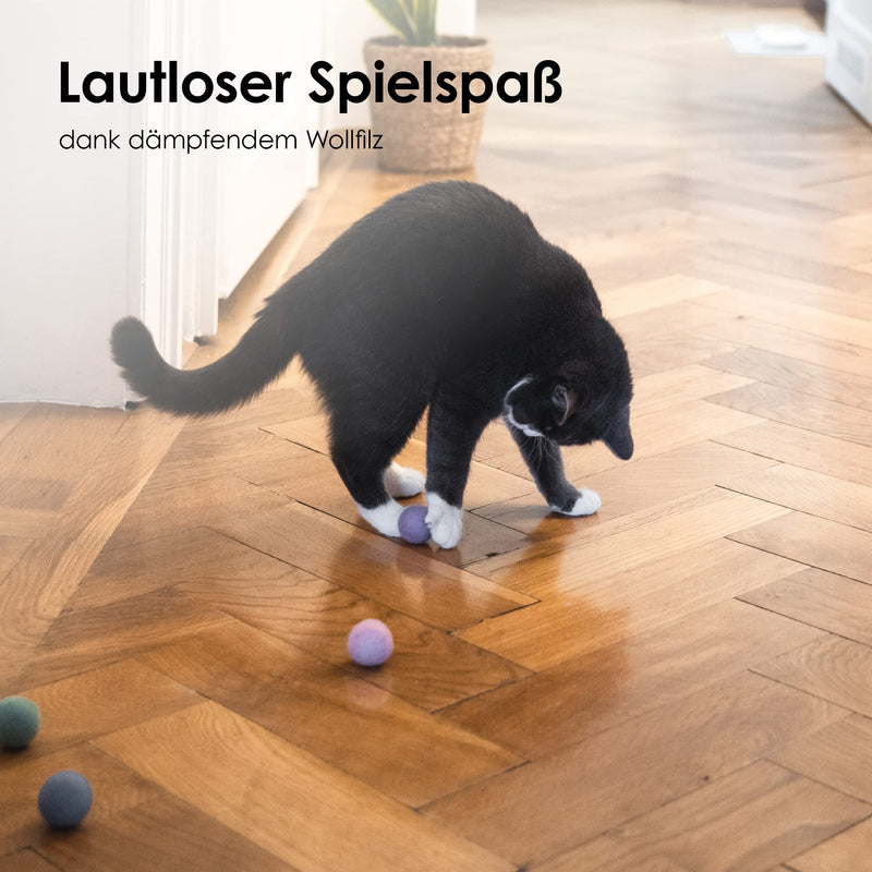 LucyBalu® felt balls I cat toys I cat balls made of felt | Toys made from 100% wool I Natural toys | Play balls for cats fair from Nepal | 6 pieces | Colorful pastel tones - PawsPlanet Australia