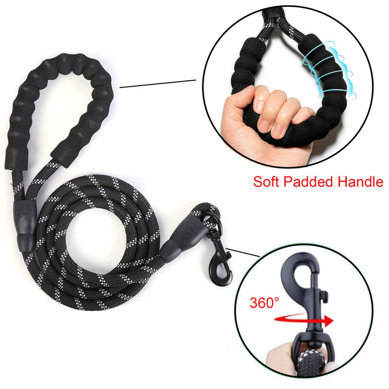 XUBX 5 FT Strong Dog Lead, Training Lead, Durable Rope Dog Leash with Comfortable Soft Padded Handle and Night Safety Reflective Threads for Small, Medium and Large Dogs - PawsPlanet Australia