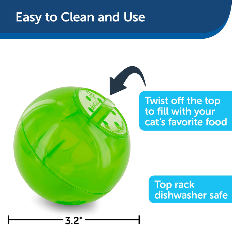 PetSafe SlimCat Food-Dispensing Cat Toy Green, Treat Toy, Interactive Food Dispenser, Activity Snack Ball for Cats of All Ages - PawsPlanet Australia