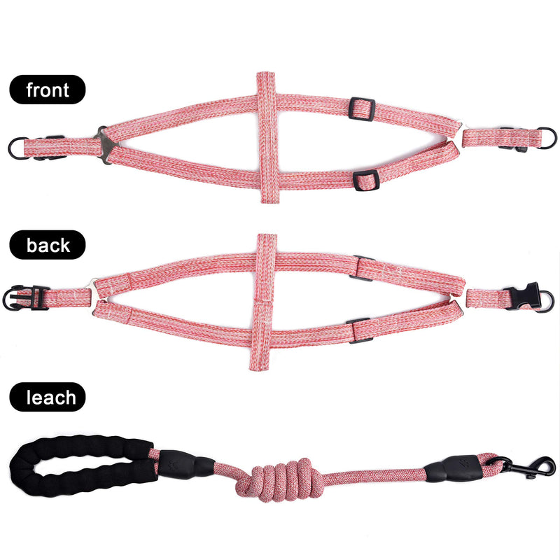 Jiu du Step In Dog Harness and Lead Set, Adjustable No Pull Puppy Harnesses with Strong Handle, Easy Walking Escape-Proof Pet Training Vest Straps for Small Medium Large Dogs, Pink L - PawsPlanet Australia