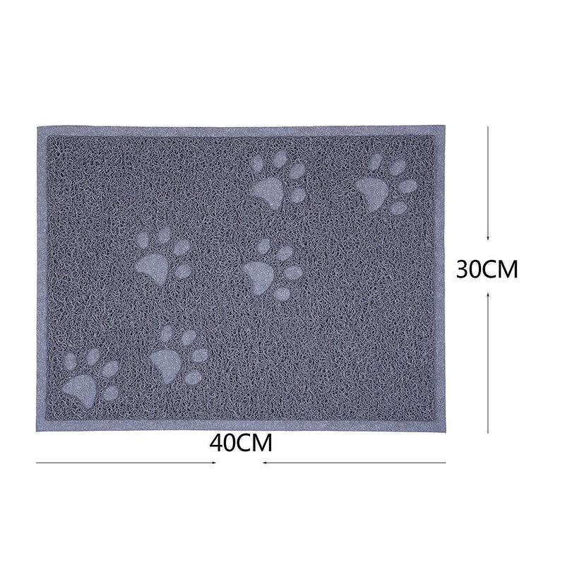 KINGCOO Cat Litter Box Mat, Waterproof Cat Litter Mat Catcher Trapper Table Food Mat Dog Cat,PVC 30 x 40 CM (Grey) Grey - PawsPlanet Australia