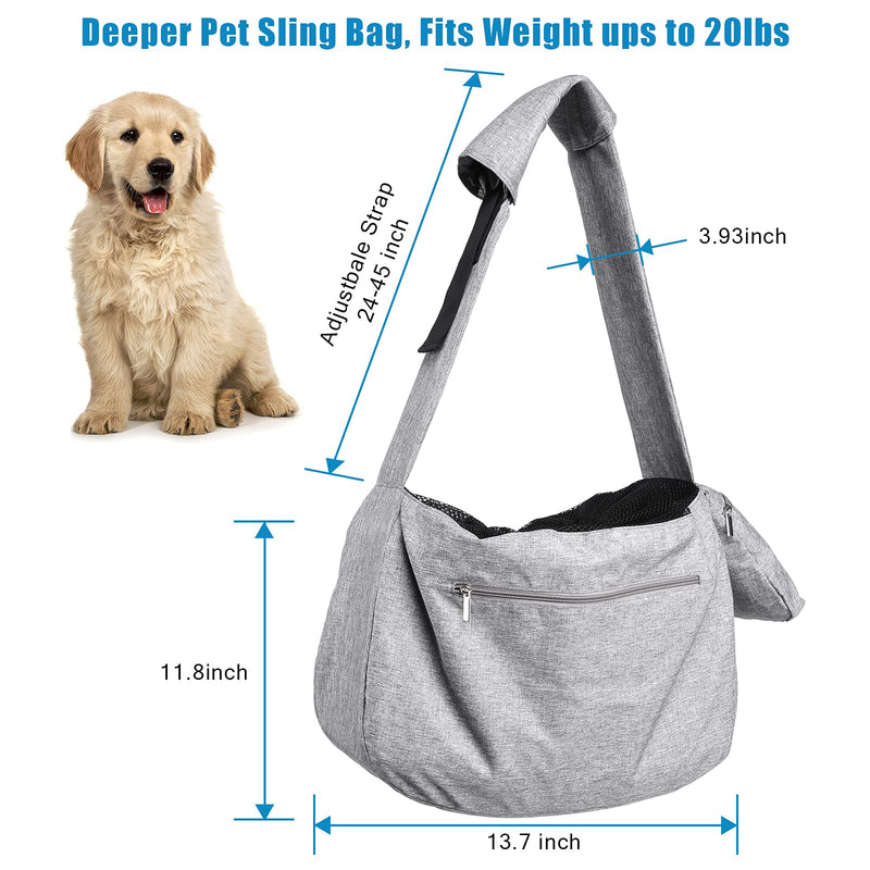 Ownpets Pet Sling Carrier, Fits 15 to 25lbs Extra-Large Dog/Cat Sling Carrier Reversible and Hands-Free Dog Bag with Adjustable Strap and Pocket Shoulder Pad for Outdoor Travel Hiking - PawsPlanet Australia
