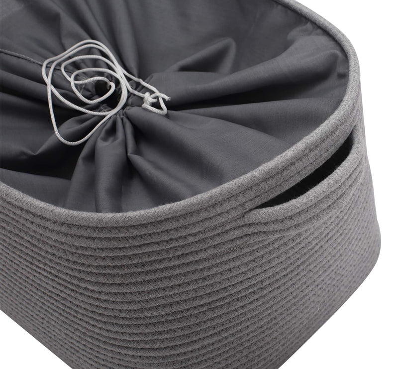 Morezi Cotton Rope Dog Toy Box Puppy Toy Basket Bin with Drawstring Closure - Perfect for Organizing Dog Toys, Blankets, Leashes, Towel, Coats, Diaper, Pet Pee Mat - Gray - PawsPlanet Australia