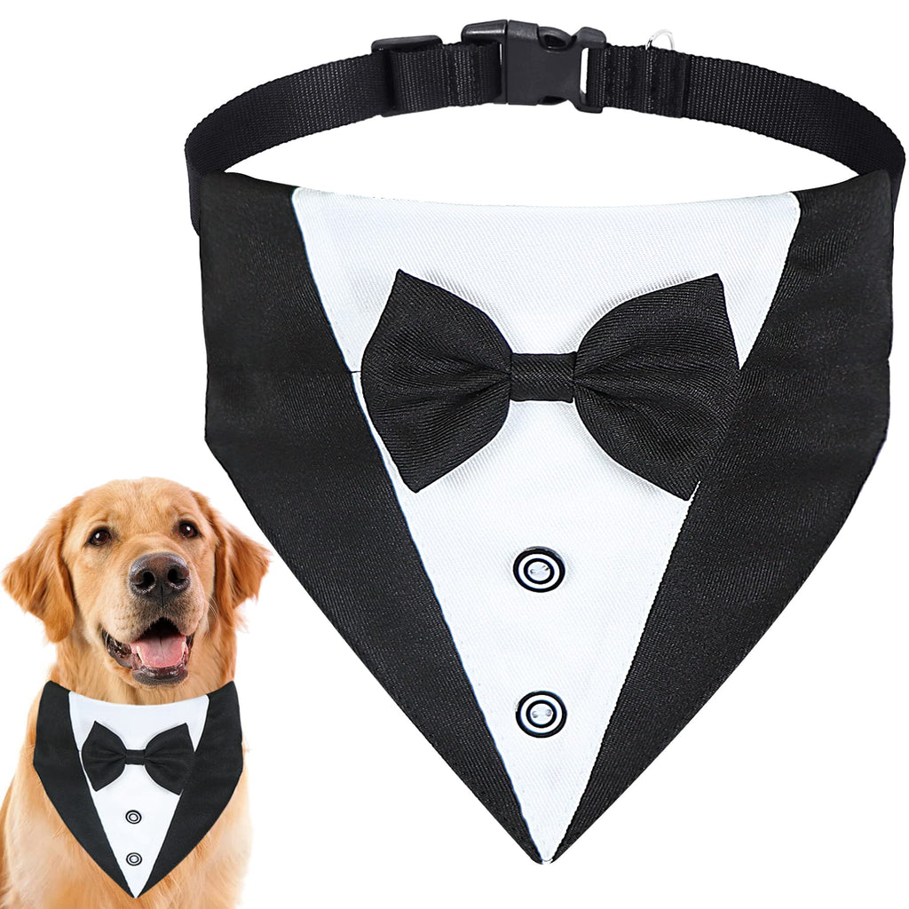 GOYOSWA Dog Tuxedo Collar with Bow Tie Dog Suit Dog Wedding Bandana, Adjustable Dog Tux Formal Dog Costumes for Small Medium Large Dogs Pets (L: Neck 15‚Äù-25‚Äù) L: Neck 15‚Äù-25‚Äù - PawsPlanet Australia