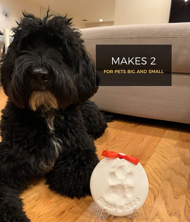 Ultimate Pawprint Keepsake Kit (Makes 2) - Paw Print Christmas Ornament w/ Bonus Personalization Tool & Display Stands! For Dogs, Cats & Pets. Non-toxic. Clay Air-Dries Soft, Light & Uncrackable. - PawsPlanet Australia