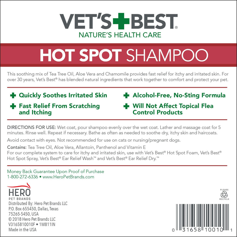 Vet's Best Dog Itch Relief Shampoo |Relieves Dog Dry Skin, Rash, Scratching, Licking, Itchy Skin, and Hot Spots | No-Sting and Alcohol Free, 470 ml - PawsPlanet Australia