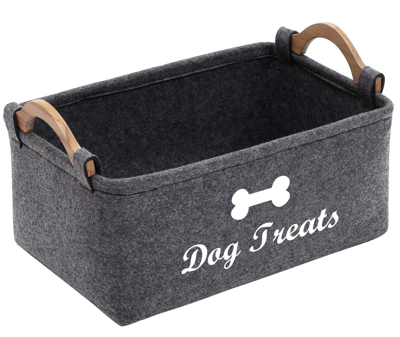 Small Felt pet food box and dog treat storage basket, 38(L) x25(W) x18(H) cm - perfect for organizing dog food and treats for Home Décor - Gray - PawsPlanet Australia