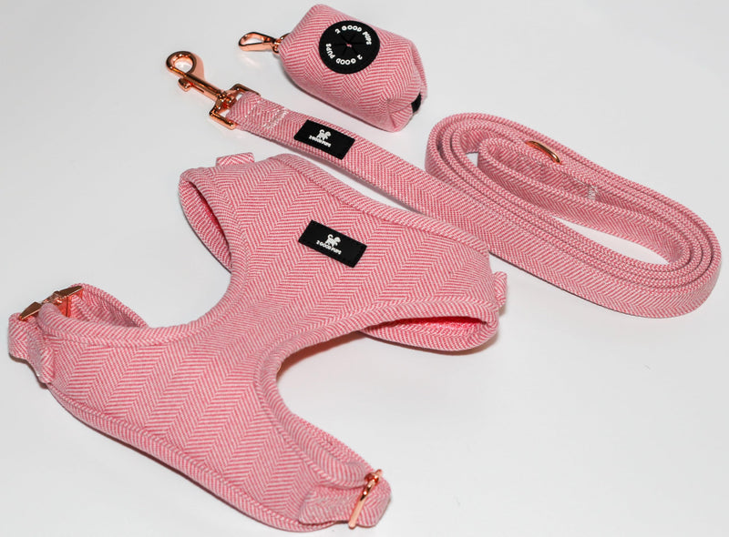 2GoodPups Pink Dog Harness Leash and Poop Bag Holder Set - Puppy Essentials Kit - Dog Harness No Pull - Dog Harness for Large Dogs - Dog Harness Leash Waste Bag Set (Large) - PawsPlanet Australia