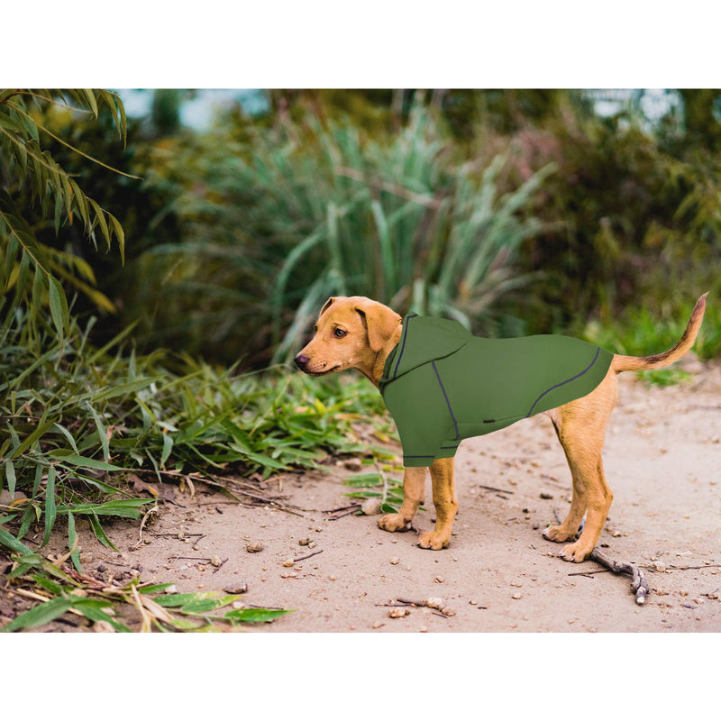 Kickred Basic Dog Hoodie Sweatshirts, Pet Clothes Hoodies Sweater with Hat and Leash Hole, Soft Cotton Outfit Coat for Small Medium Large Dogs X-Small Army Green - PawsPlanet Australia