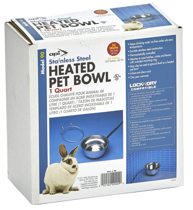 Allied Stainless Steel Heated Pet Bowl with Hutch Mount, 1-Quart - PawsPlanet Australia