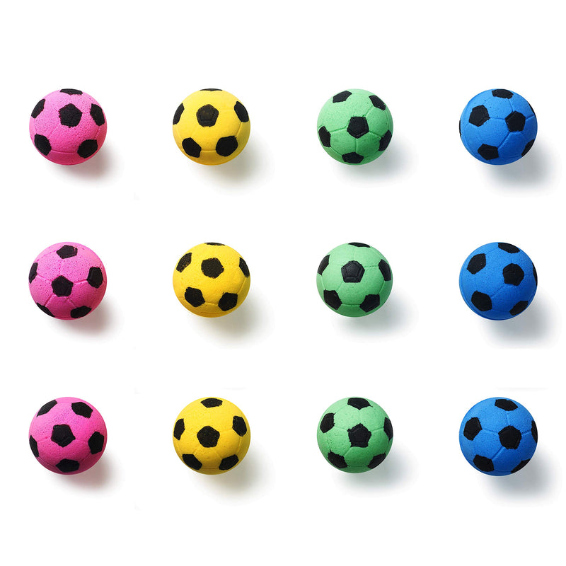 [Australia] - BCQLI Foam Soccer Balls Cat Toys (Red, Green, Yellow, Blue, 12) 