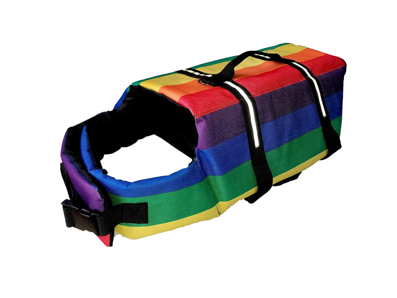 KING Pup Rainbow Dog Life Jacket, Life Vest for Puppies and Dogs Safe and Secure with Extra Padding and Rainbow Design. S - PawsPlanet Australia