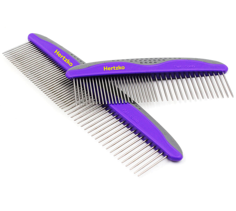 Hertzko 2 Pack Pet Combs Small & Large Comb Included for Both Small & Large Areas -Removes Tangles, Knots, Loose Fur and Dirt. Ideal for Everyday Use for Dogs and Cats with Short or Long Hair - PawsPlanet Australia