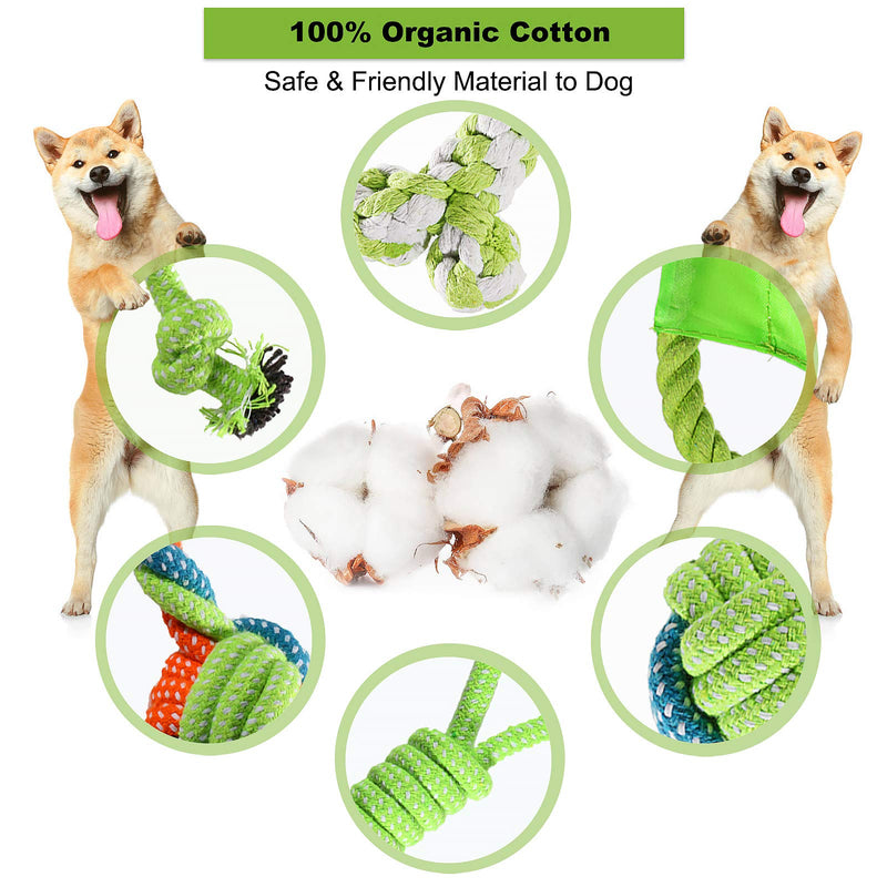 ACE2ACE Small Dog Toys, Puppy Chew Toys, 6 Packs Puppy Rope Toy for Small Dog and Puppy, 100% Natural Cotton, with Frisbee, Ball Rope, Rope Bone - PawsPlanet Australia