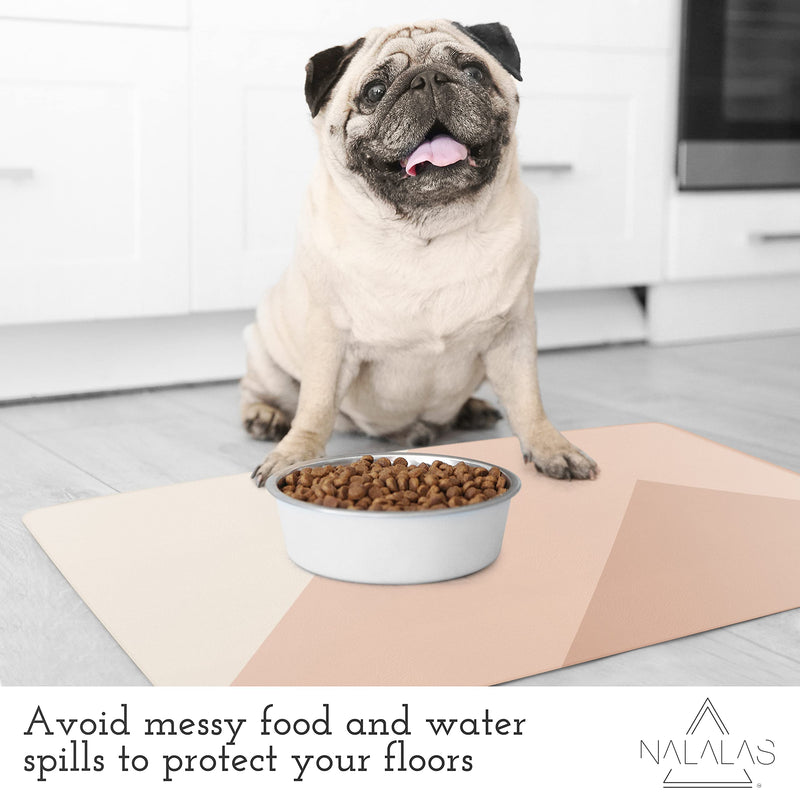 Nalalas Bohemian Pet Food Mat, Dog Food Mat, Cat Mat, Feeding Mat, Eco-Friendly and Non-Toxic, Easy to Clean Waterproof Nonslip Mat for Dog Bowls and Water, (17" x 30") Birthday Suit - PawsPlanet Australia