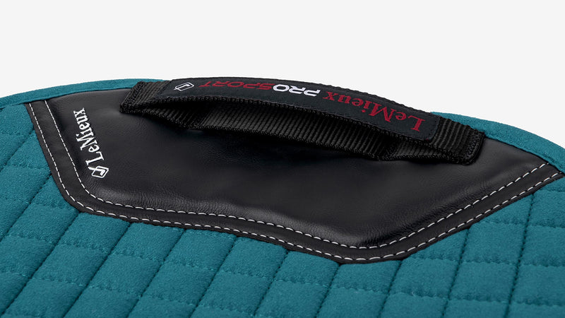 LeMieux Suede GP Square Saddle Pad - Horse Riding Dressage with Soft Bamboo Lining - Sweat Absorbing and Comfortable S/M Peacock - PawsPlanet Australia