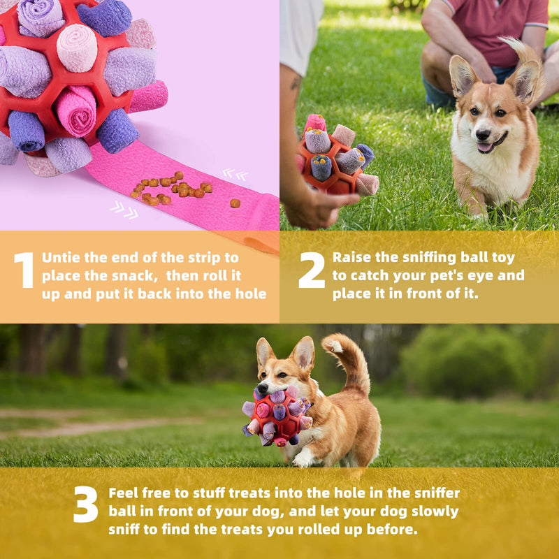 Tesytto Sniffing Ball for Dogs Interactive Dog Toy Encourage Natural Food Ability Slow Food Training Bite Resistant Puppy Play Portable Dog Intelligence Toy (Summer Pink) Summer Pink - PawsPlanet Australia