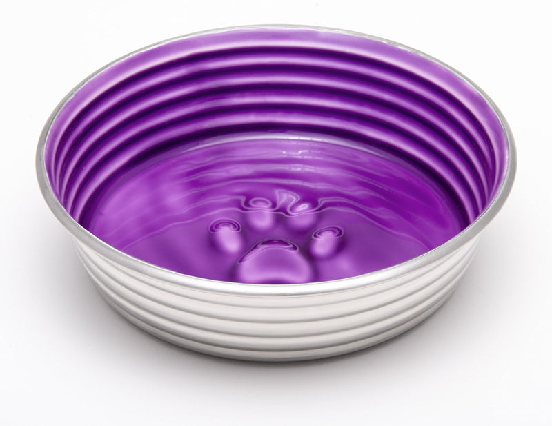 Loving Pets Le Bol Glazed Interior Stainless Steel Dog Bowl Non-Slip Dishwasher Safe Durable Pet Dish -Lilac - Medium (850 ml) - PawsPlanet Australia