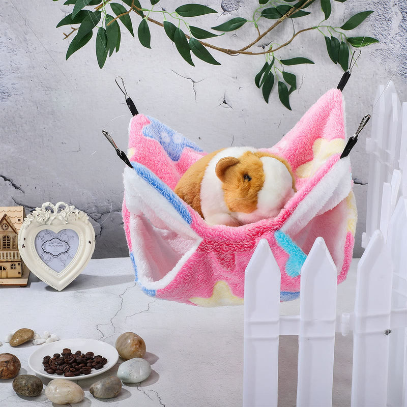 2 Pieces Guinea Pig Rat Hammock Guinea Pig Hamster Ferret Hanging Hammock Toys Bed for Small Animals Chinchilla Parrot Sugar Glider Ferret Squirrel Playing Blue, Pink Starfish Pattern - PawsPlanet Australia