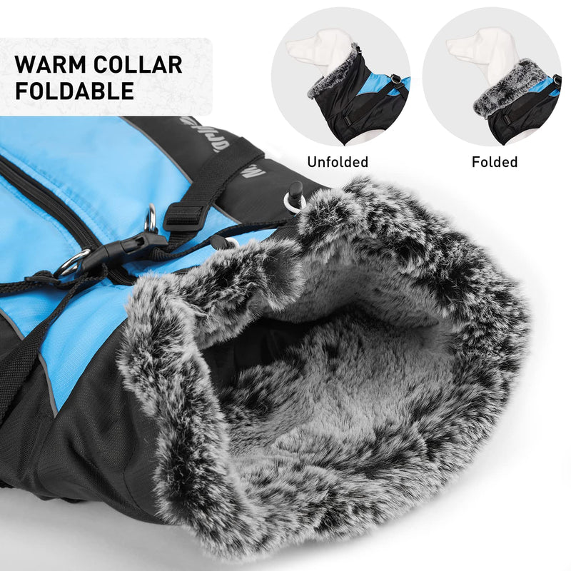 Dog Jacket with Harness Large Dogs Coats Waterproof, Dog harness Coats Warm Winter Clothes Windproof Reflective Pet Vest Cotton Padded Cozy Cold Weather Dog Apparels for Medium Large Dogs Blue 2XL - PawsPlanet Australia