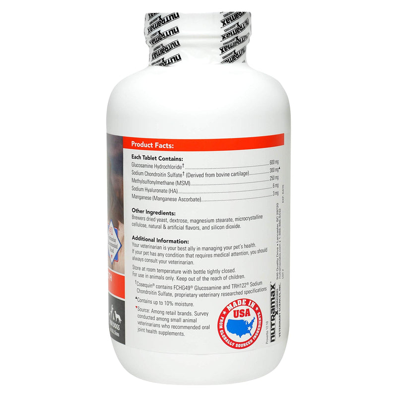 Nutramax Cosequin Maximum Strength Joint Health Supplement for Dogs - With Glucosamine, Chondroitin, MSM, and Hyaluronic Acid, 250 Chewable Tablets - PawsPlanet Australia
