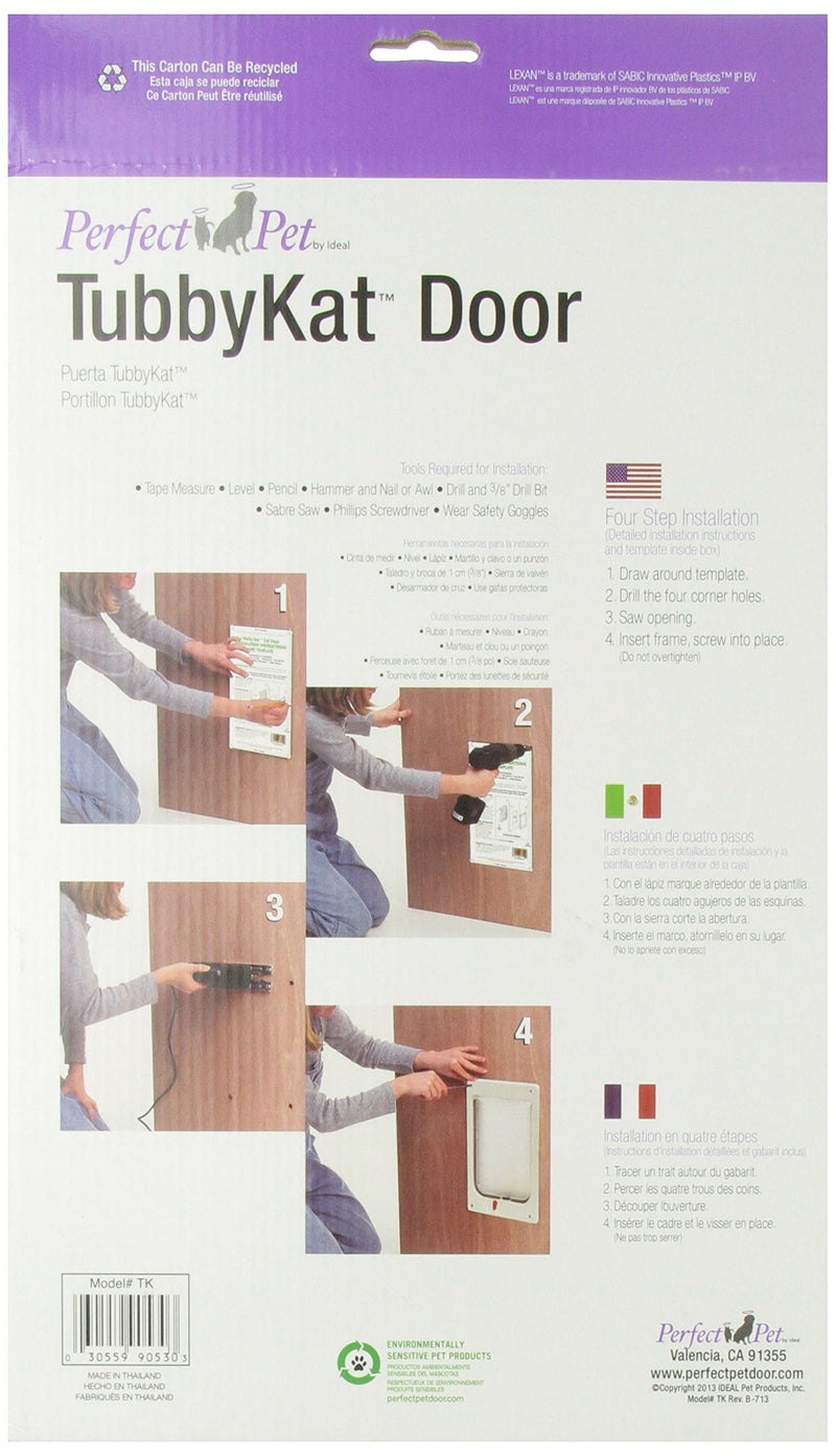 [Australia] - Perfect Pet Tubby Kat Cat Pet Door with 4 Way Lock, 7.5" x 10.5" Unbreakable LEXAN Flap 