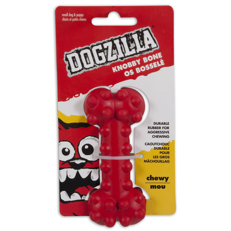 [Australia] - Petmate 30914 Dogzilla Knobby Bone Pet Toy, Small, Red 