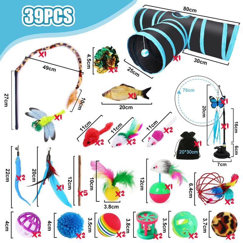 JOYBOY cat toy with cat tunnel, toy, 3-way pet play tunnel tube for kittens, toy mice toy variety pack for kitty - PawsPlanet Australia
