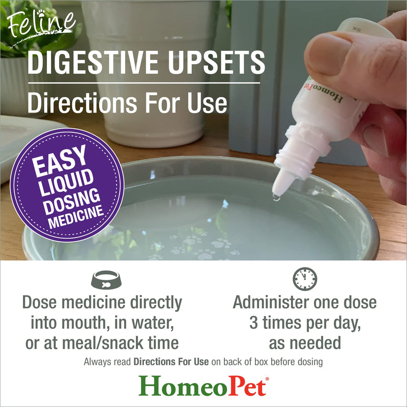 HomeoPet Feline Digestive Upsets, Natural Digestive Supplement for Cats, 15 Milliliters - PawsPlanet Australia