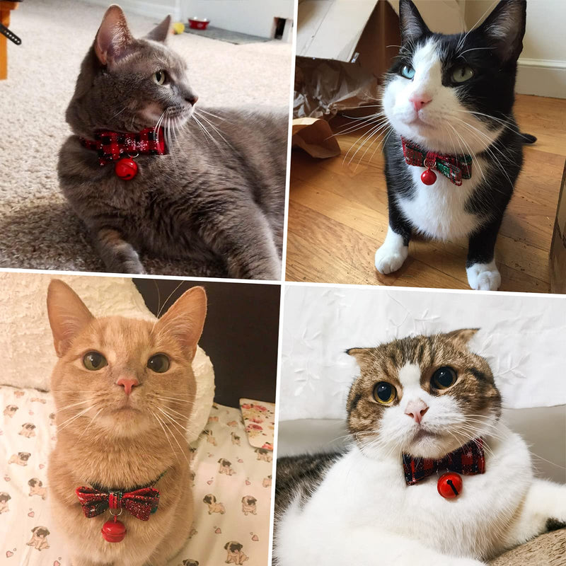 NAMSAN Christmas Cat Collar with Adorable Bells and Snowflakes Patterned Bow Ties, Adjustable Straps for Kittens, Cats, Puppies - PawsPlanet Australia