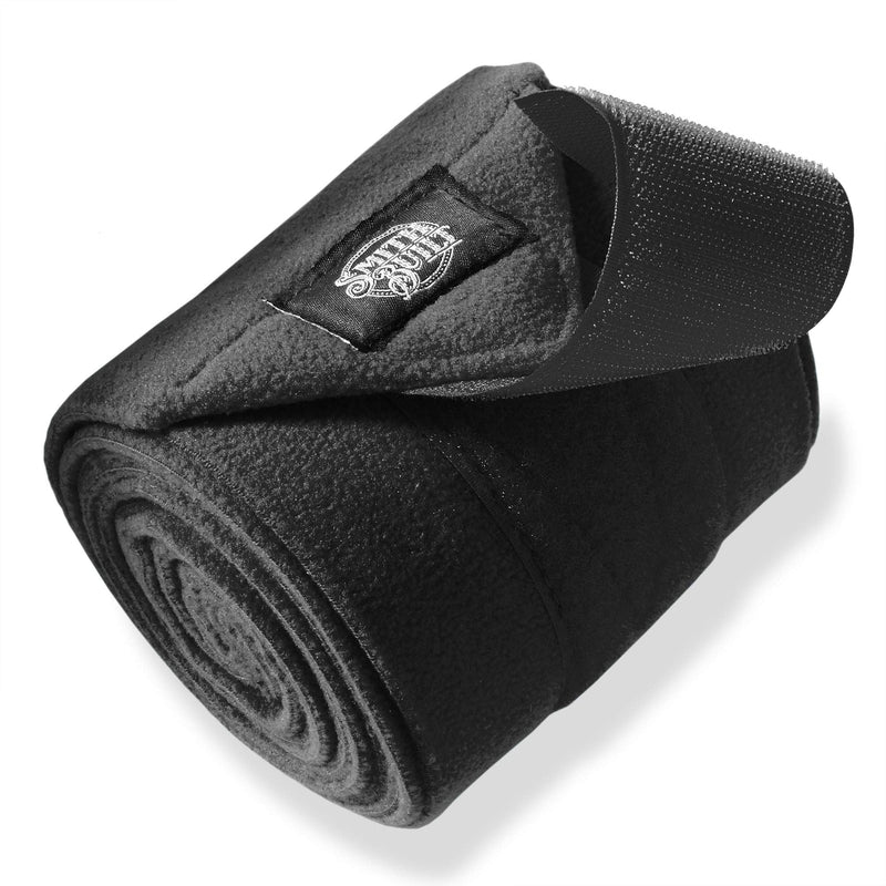 SmithBuilt Equine Fleece Polo Wraps (Set of 4) - Horse Leg Bandages Black - PawsPlanet Australia