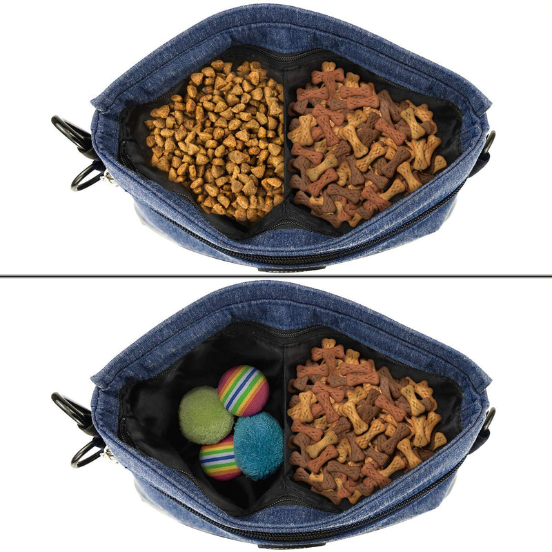 Viklluyr Dog Treat Pouch Bag with Magnetic Closure, Dog Food Carrier with Removable Inner Pocket, Built-in Poop Bag Dispenser Perfect Dog Training Bag for Agility Training - Including Carabiner Blue - PawsPlanet Australia