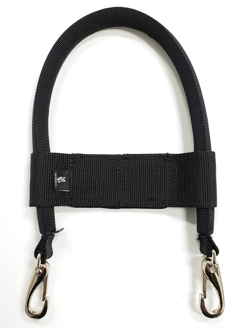 [Australia] - ActiveDogs Nylon Clip-on Bridge Handle 12" Black for Service Dog Vest & Harnesses, Heavy Duty Metal Clips w/removable Service Dog ID Band 