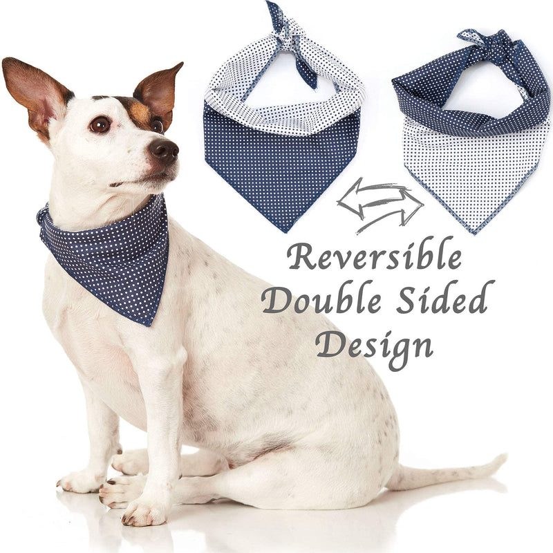 Odi Style Dog Bandana - Reversible, Cotton, Triangle Bandanas for Large, Medium, Small Sized Dogs, Double Sided Dog Gift, Accessory, Scarf for Dog, Puppy, Cats, Floral and Polka Dot Prints, 1 Piece Blue Polkadot Pattern - PawsPlanet Australia