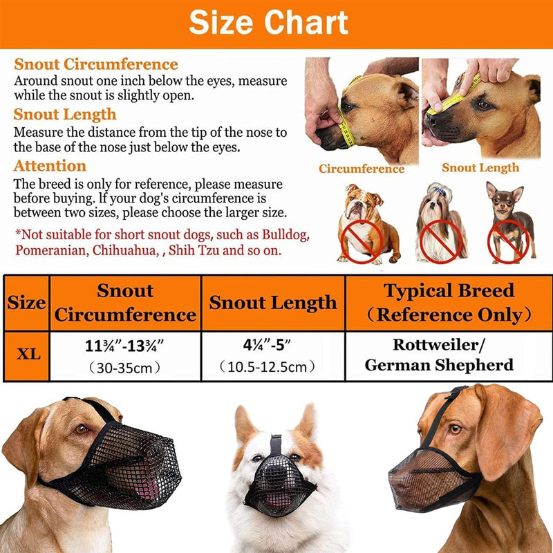 Exsbtay Mesh Dog Muzzle, Muzzle for Dogs, Basket Muzzle for Dogs, Breathable Pet Mask Dog Training Muzzle for Small Medium Large Dogs (XL, Black) - PawsPlanet Australia