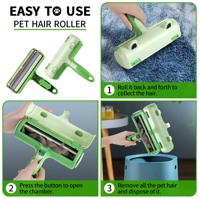Pleasantsong Pet Hair Remover, Reusable Dog and Cat Hair Remover Brush, Easy to Clean Lint Roller Pet Fur, for Clothes, Bedding, Carpet, Furniture, Sofa Green - PawsPlanet Australia
