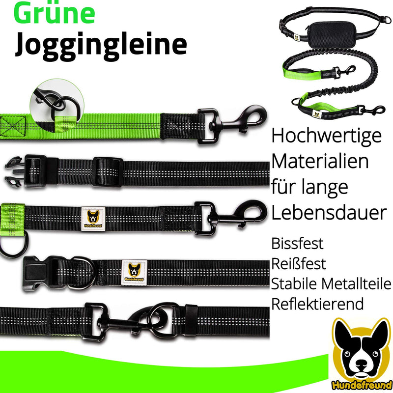 Jogging leash - Elastic and reflective 120 cm dog leash (stretchable up to 200 cm) with adjustable hip belt with hip bag - Ideal for hands-free jogging, walking and hiking - PawsPlanet Australia