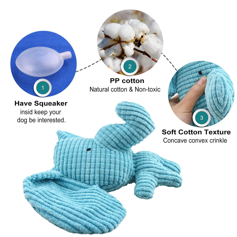 Squeaky Dog Toys for Puppy, Plush Stuffed Dogs Toy with Natural Cotton , Interactive Dog Toys for Small Pet to Cleaning Teeth (Blue elephant) Blue elephant - PawsPlanet Australia