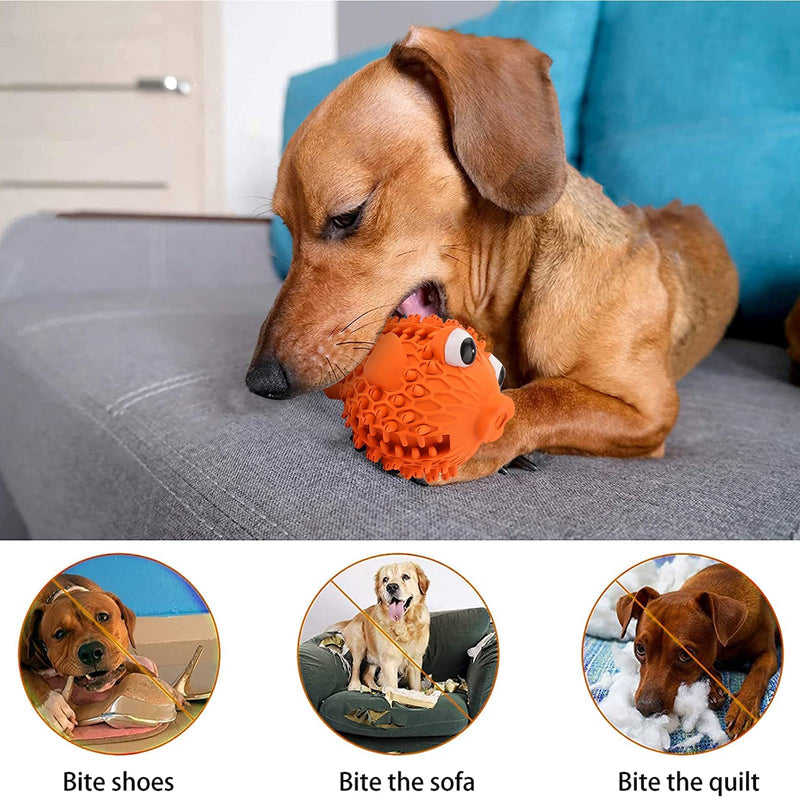 Dog Toys for Aggressive Chewers, Indestructible Dog Chew Toys for Large Medium Small Breed, Tough Durable Natural Rubber Materials Cleaning Dog Teeth, Milk Flavor Orange - PawsPlanet Australia