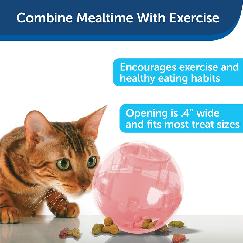 PetSafe SlimCat Food-Dispensing Cat Toy Pink, Treat Toy, Interactive Food Dispenser, Activity Snack Ball for Cats of All Ages - PawsPlanet Australia