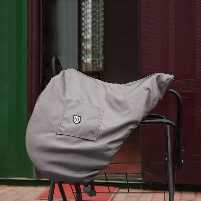 Harrison Howard Premium Waterproof/Breathable Fleece-Lined Saddle Cover Charcoal Grey Dressage-One Size - PawsPlanet Australia