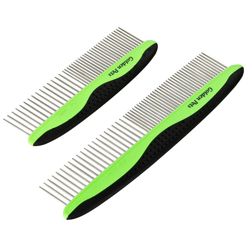 Golden Pets comb set I dog & cat brush suitable for medium to long hair I small - large pets I easy cleaning I + free care manual - PawsPlanet Australia