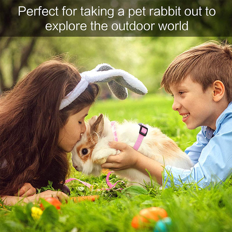 2 Pcs Rabbit Leash Rabbit Collar Rabbit Harness with Leash Adjustable Pet Harness Harness for Small Pets Pink Blue - PawsPlanet Australia