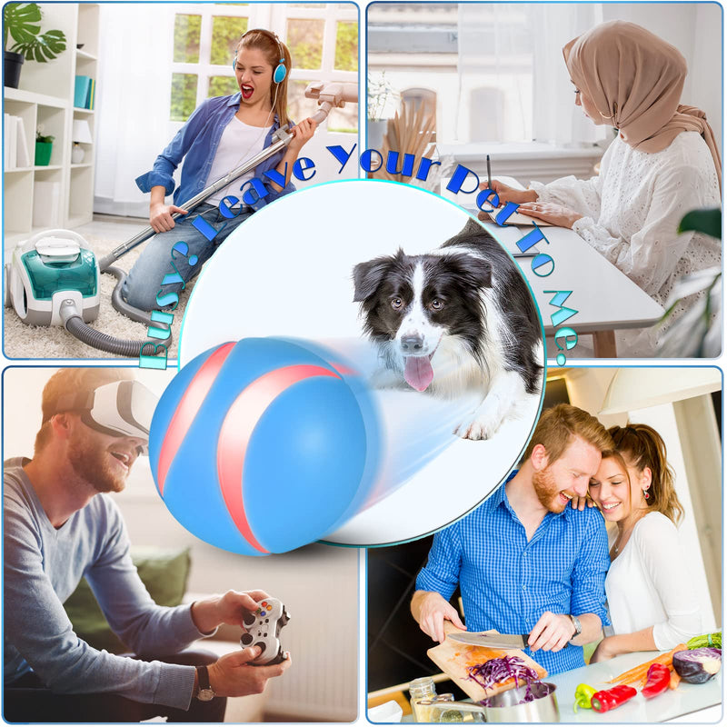 Remote Control Dog Ball Toy, Interactive Puppy Pet Ball Automatic Moving Rolling with LED Light, Rechargeable Smart Wicked Busy Ball for Dogs/Cats, Pet Companion Gift to Exercise & Entertain Blue - PawsPlanet Australia