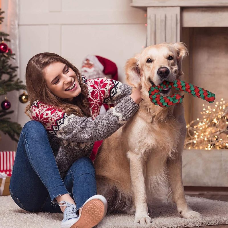 TaimeiMao 3 pieces dog chew toy, dog toy rope, Christmas candy cane rope, dog rope toy, Christmas dog toy, Christmas candy cane rope, Christmas dog pets chew (A) A - PawsPlanet Australia