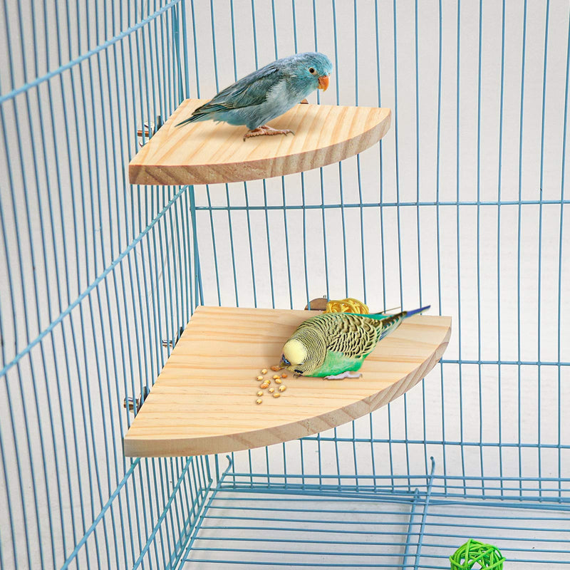 suruikei 2 Pack Bird Perch Platform, Parrot Stand Sector Playground Wood Perch Stand Toy Cage Accessories Exercise Toy for Parakeet Conure Cockatiel Budgie Gerbil Rat Mouse Chinchilla Hamster Set 2 - PawsPlanet Australia