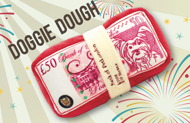Pet London Doggie Dough Plush Dog Toy - Red Rose Realistic British Bank Note - 7" - PawsPlanet Australia