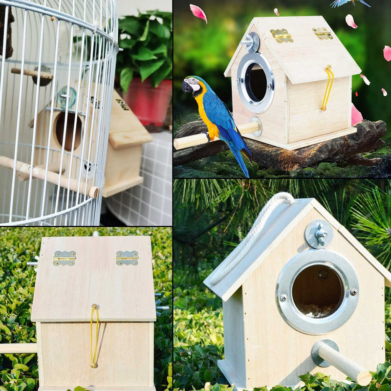 kathson Parakeet Nest Box Bird Nesting House Parrot Wood Breeding Mating Box Parrots Aviary Cage Box for Lovebirds Cockatiel Budgie Finch Conure Parrotlets 6.9''*5.7''*7.7'' - PawsPlanet Australia